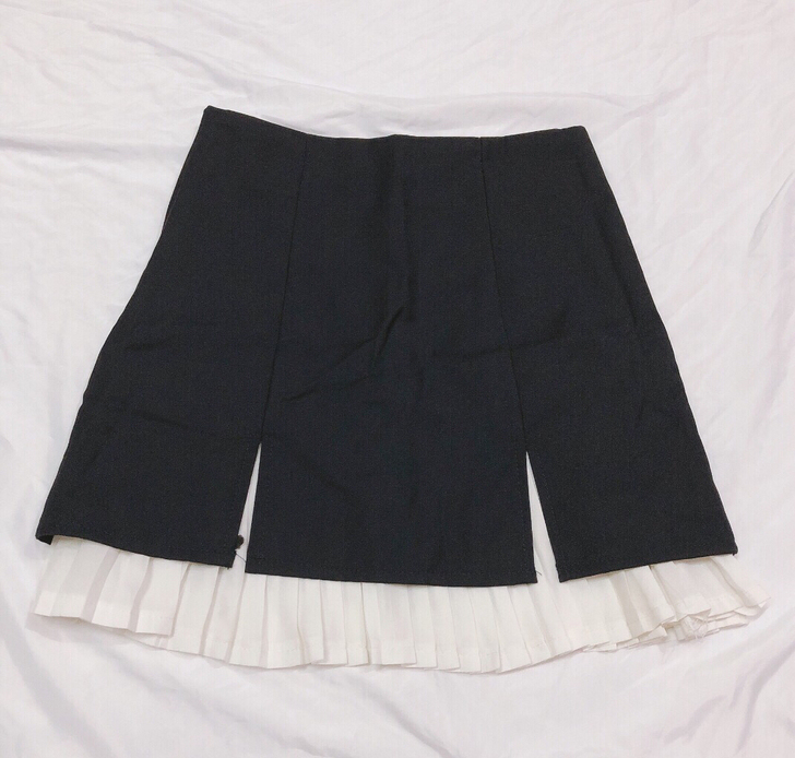 基本全新开叉拼接a字短裙 藏蓝色的S码（偏...