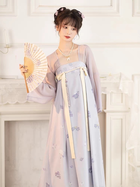 池夏 花信:月下姬 汉元素齐胸连衣裙原创改...