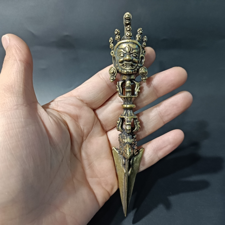 藏传佛教用品纯铜普巴金刚杵密宗法器龙蛇纹降...