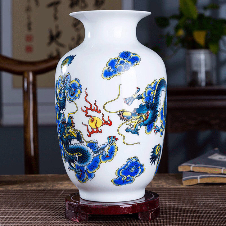景德镇插花水培陶瓷器玄关酒柜装饰品粉彩三件...