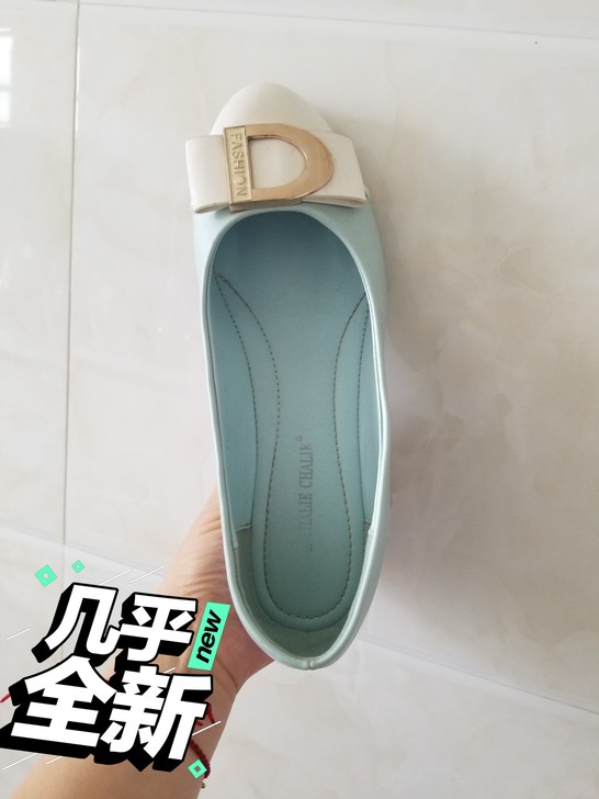 单鞋，牛筋底防滑，坡跟，清新蓝色，36码，...