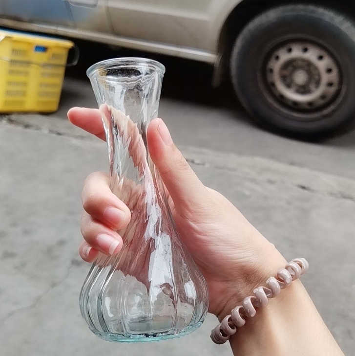 （捡漏3个9.9）透明三角玻璃花瓶 水培插...