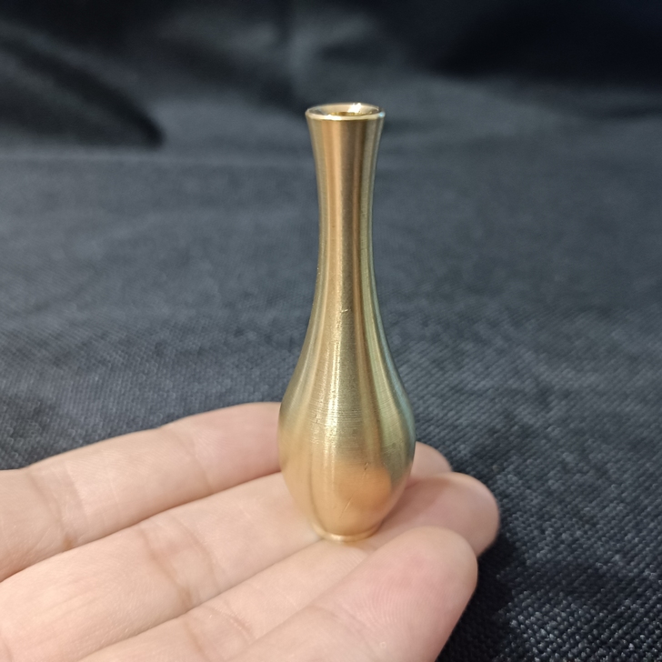 纯铜迷你小花瓶桌面铜花瓶装饰禅意花器金属客...