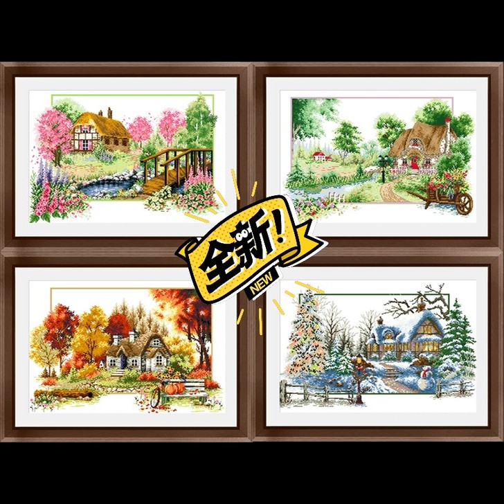 KS十字绣2021新款绣棉线客厅四季多联装...