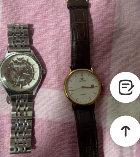 两个闲置手表， 左机械，右石英，石英的电池...