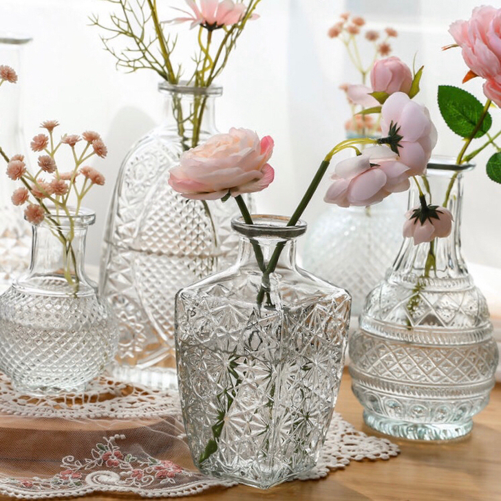 【全新包邮】北欧网红透明玻璃小花瓶客厅插花...