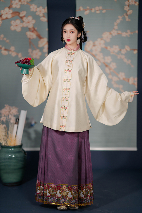 桑谣记汉服 明制 攒花兔 仿妆花眉子对襟立...