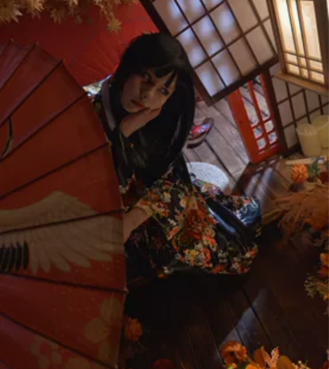 地狱少女阎魔爱和服cos,全套有毛有鞋有稻...