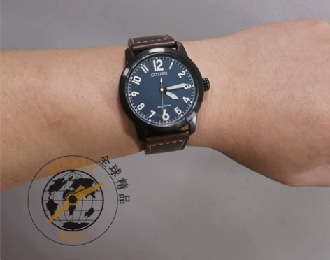 西铁城手表骚橙光动能男表皮带时尚太阳能BM...