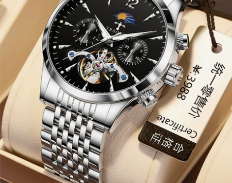 100好评!正品牌瑞士男士手表男防水镂空自...