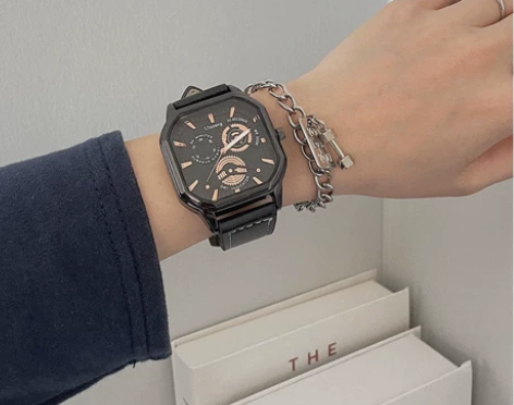 男士手表ins高颜值学生党方形石英表潮流大...