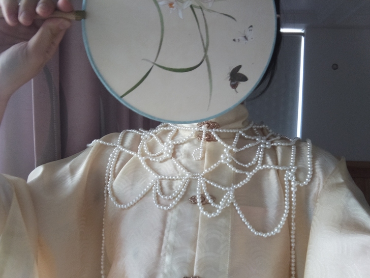 汉服珍珠云肩 重工仿珍珠流苏