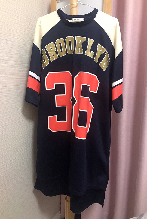 韩版宽松中长款球衣运动裙 女