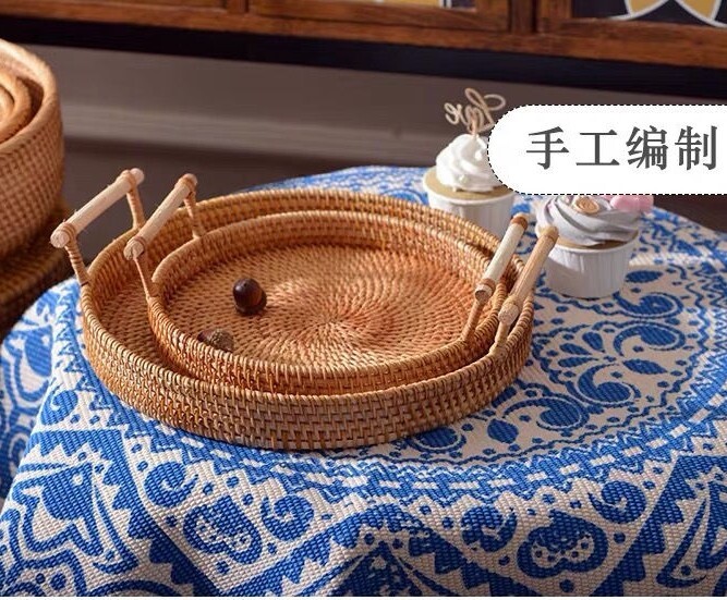 【手工编织】进口藤编柳编收纳筐田园编织筐水...