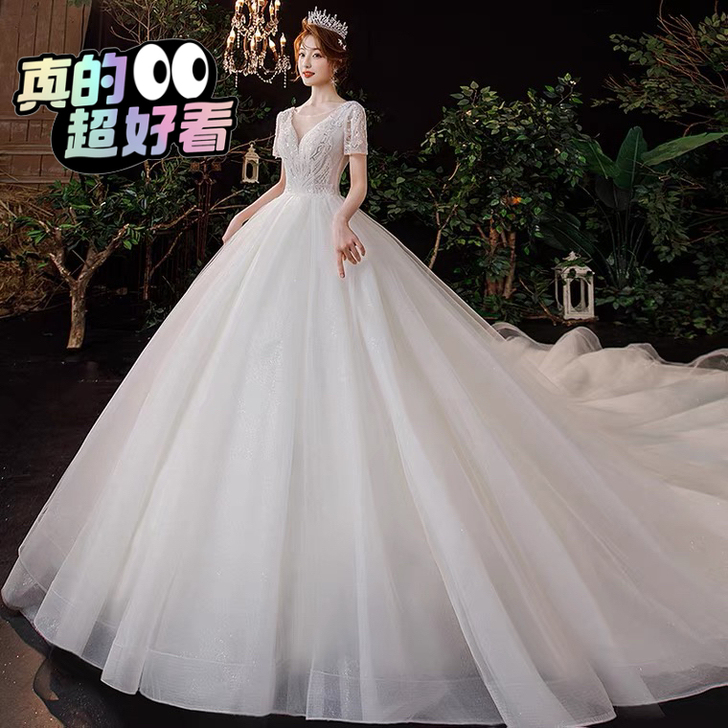 法式高级感主婚纱2021新款小个子新娘气质...