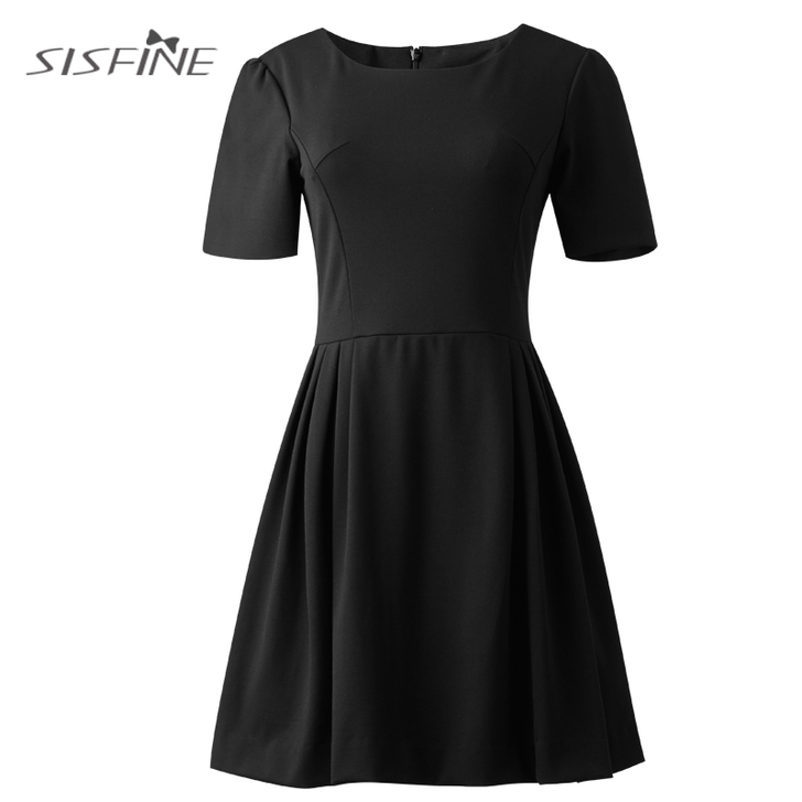 小黑裙赫本新款短袖连衣裙 修身收腰显瘦小香风