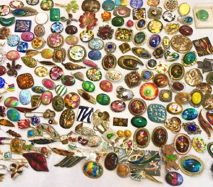 vintage胸针 七宝烧九谷烧胸针 珐琅...