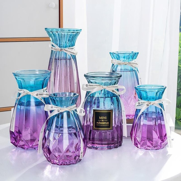 玻璃花瓶透明水培绿萝玫瑰花瓶客厅插花摆件