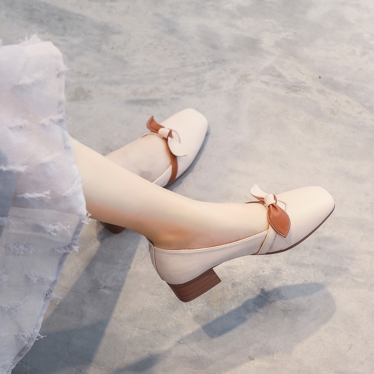 2021年春秋新款中粗跟春款春鞋单鞋女鞋子...