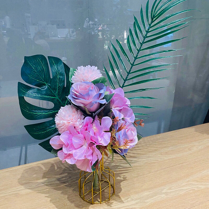 全新包邮北欧风轻奢金属花瓶摆件仿真花束创意...