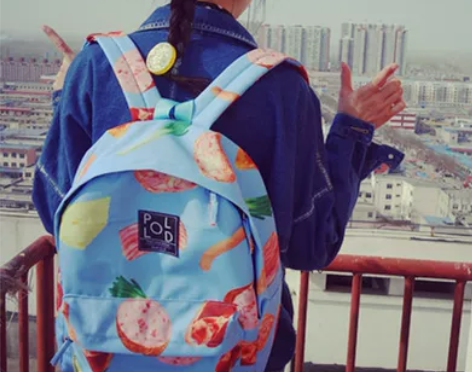 脸蛋日韩文艺复古原宿软妹学院双肩包搞怪肉片...