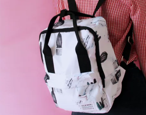 原创设计日系韩版小清新仙人掌印花双肩包女植...