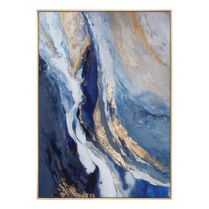 现代蓝色抽象大气油画 纯手绘油画欧美风格简...
