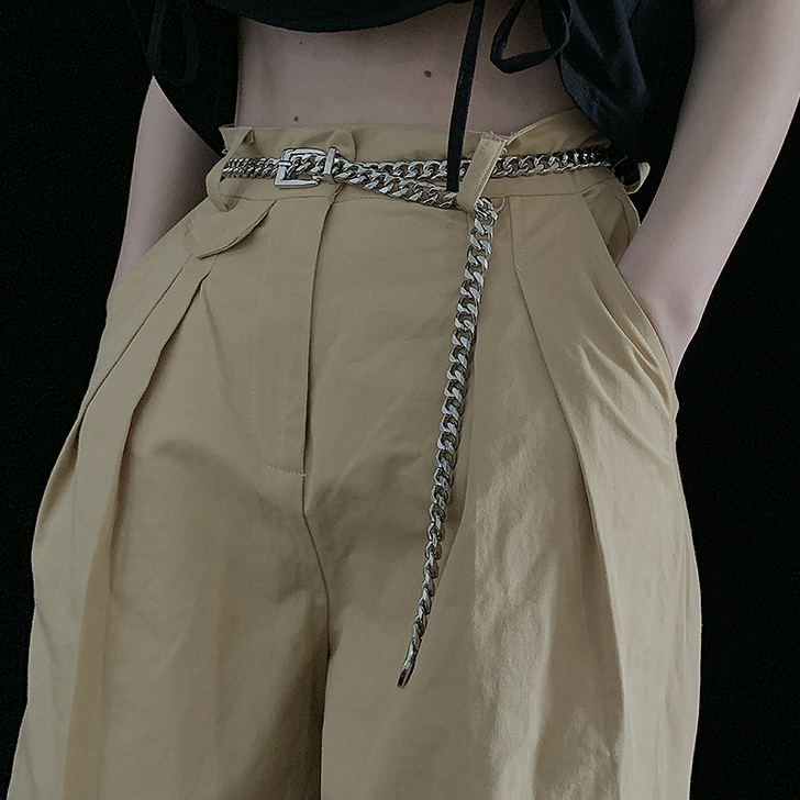 朋克欧美嘻哈百搭腰带女ins风裤链挂链条皮...