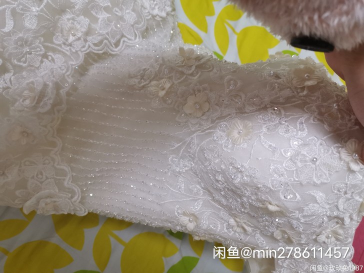 重工艺手工串珠大拖尾婚纱