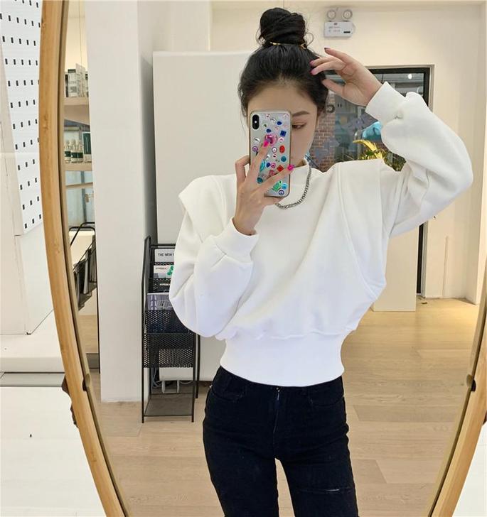 2020秋冬新款时尚纯色百搭宽松显瘦短款套...