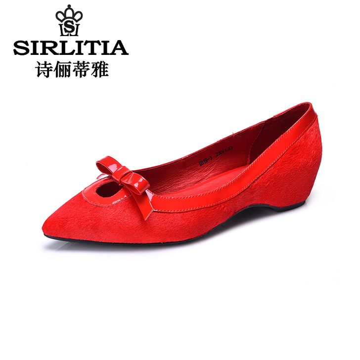 真皮单鞋 女 低跟浅口尖头皮鞋 欧美春季新...