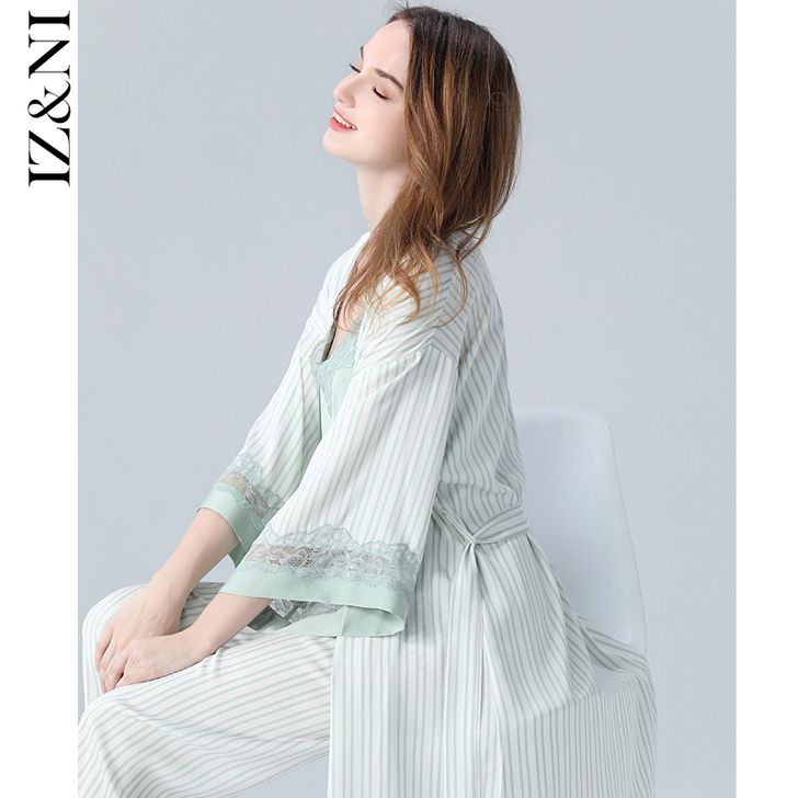 IIZZINI 2020睡衣女春夏薄款冰丝...