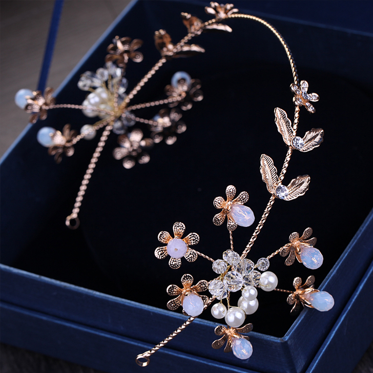 森系复古新娘头饰欧式巴洛克金色水晶发箍饰品...