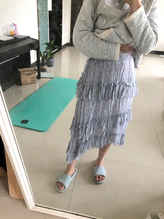淡紫色百搭蛋糕裙 半身裙