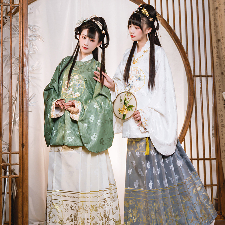 花神记汉服明制汉服圆领补服交领百褶织金马面...