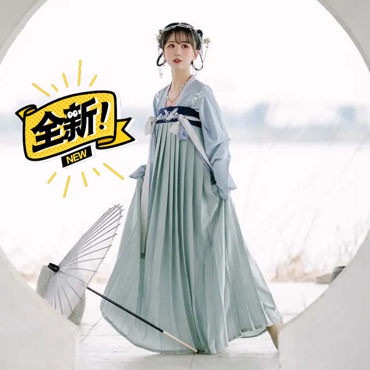 传统汉服女装银杏飞鹤刺绣齐胸襦裙非古装春夏装