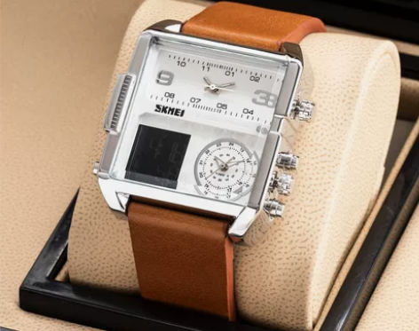 官方正品牌大表盘方形手表男士韩版时尚夜光防...