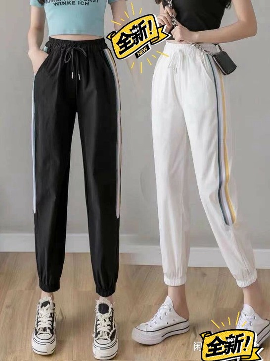 2121冰丝运动裤女夏季薄款显瘦百搭高腰宽...
