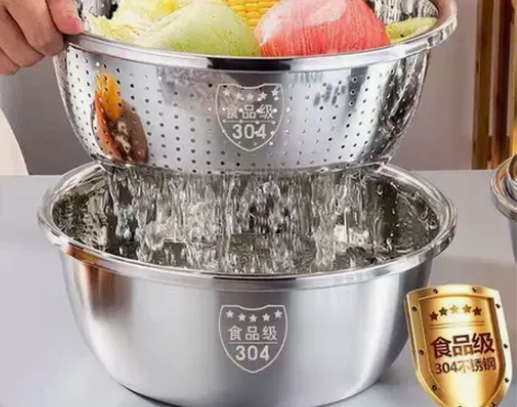 304双层不锈钢洗菜盆沥水篮子厨房神器多功...