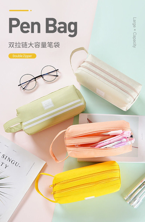 双拉链手提笔袋笔盒大容量学生韩国简约ins...