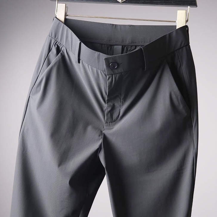 冰丝西裤男夏季薄款运动速干弹力休闲裤修身直...