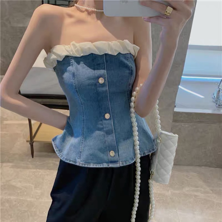 法式小吊带上衣设计感小众抹胸夏季潮外穿美背...