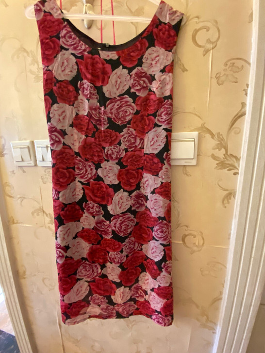 桑蚕丝连衣裙玫红色 花色很美 M号