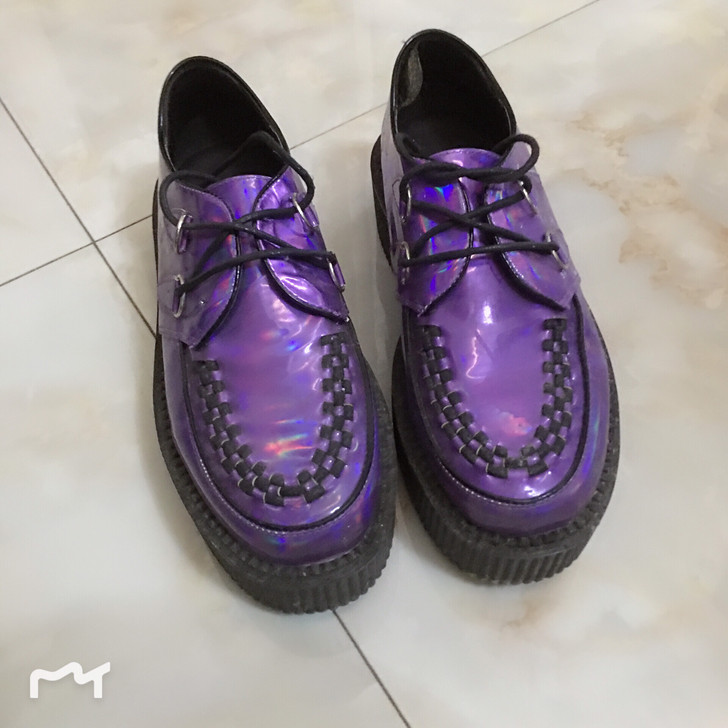 2021新品镭射超绚松糕鞋原宿百搭系带单鞋女