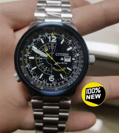 西铁城光动能手表男空中之鹰飞行员蓝天使男士...