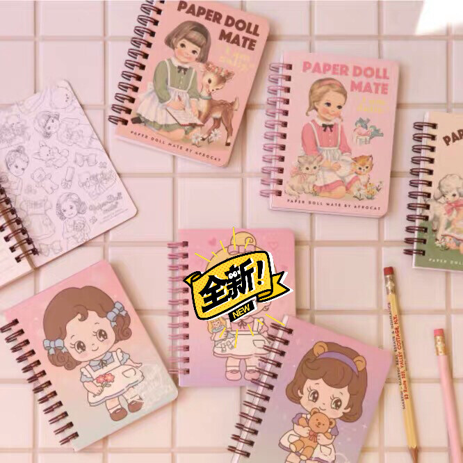 记事本韩国文具afrocat 可爱娃娃线圈...