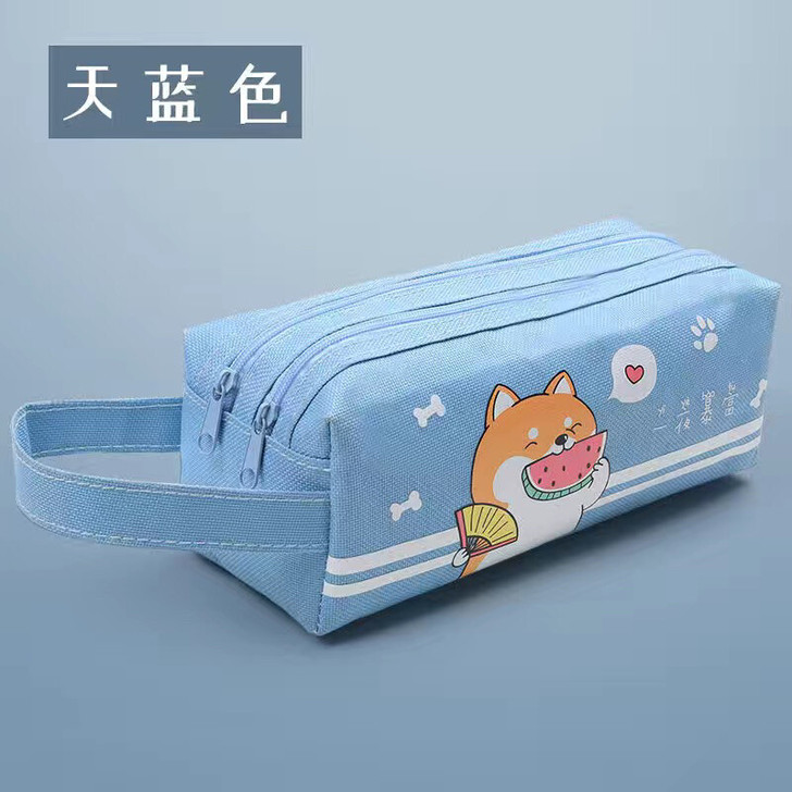 大容量笔袋女韩版ins网红同款可爱柴犬双层...