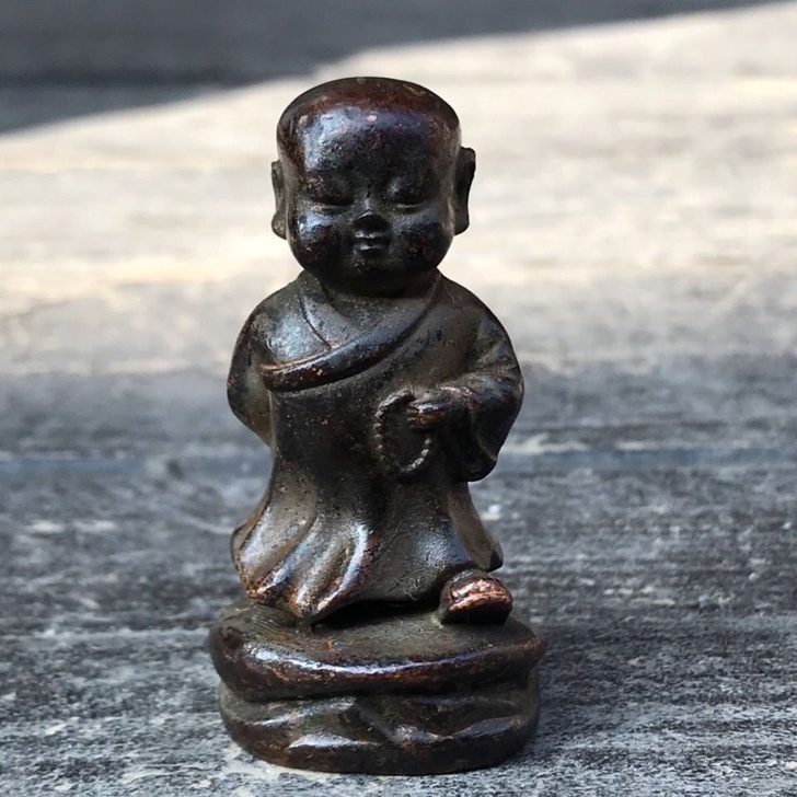 乡下收来的铜小和尚摆件铜佛像旺财童子铜佛像...