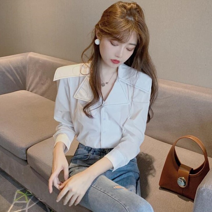 秋季新款韩版chic复古衬衫女小众设计感气...