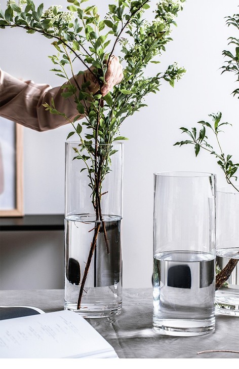 水培植物玻璃简约透明直筒花瓶